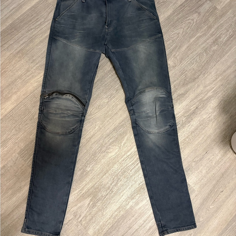G-Star Slim Fit Washed Blue Knee-Panel Jeans